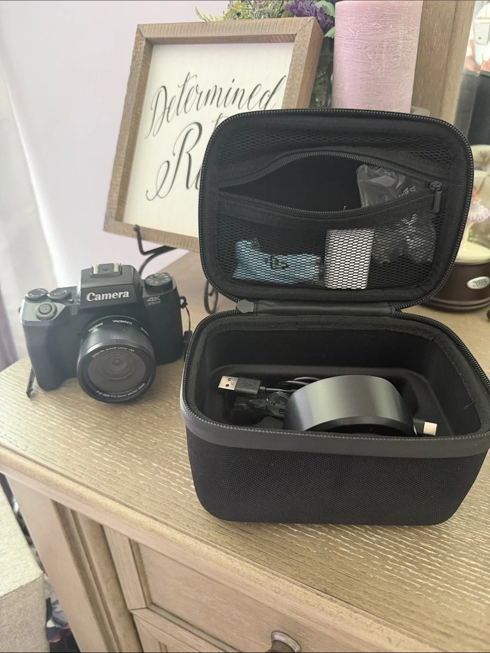 Camera 4K Digital Camera in Black with Zoom Lens